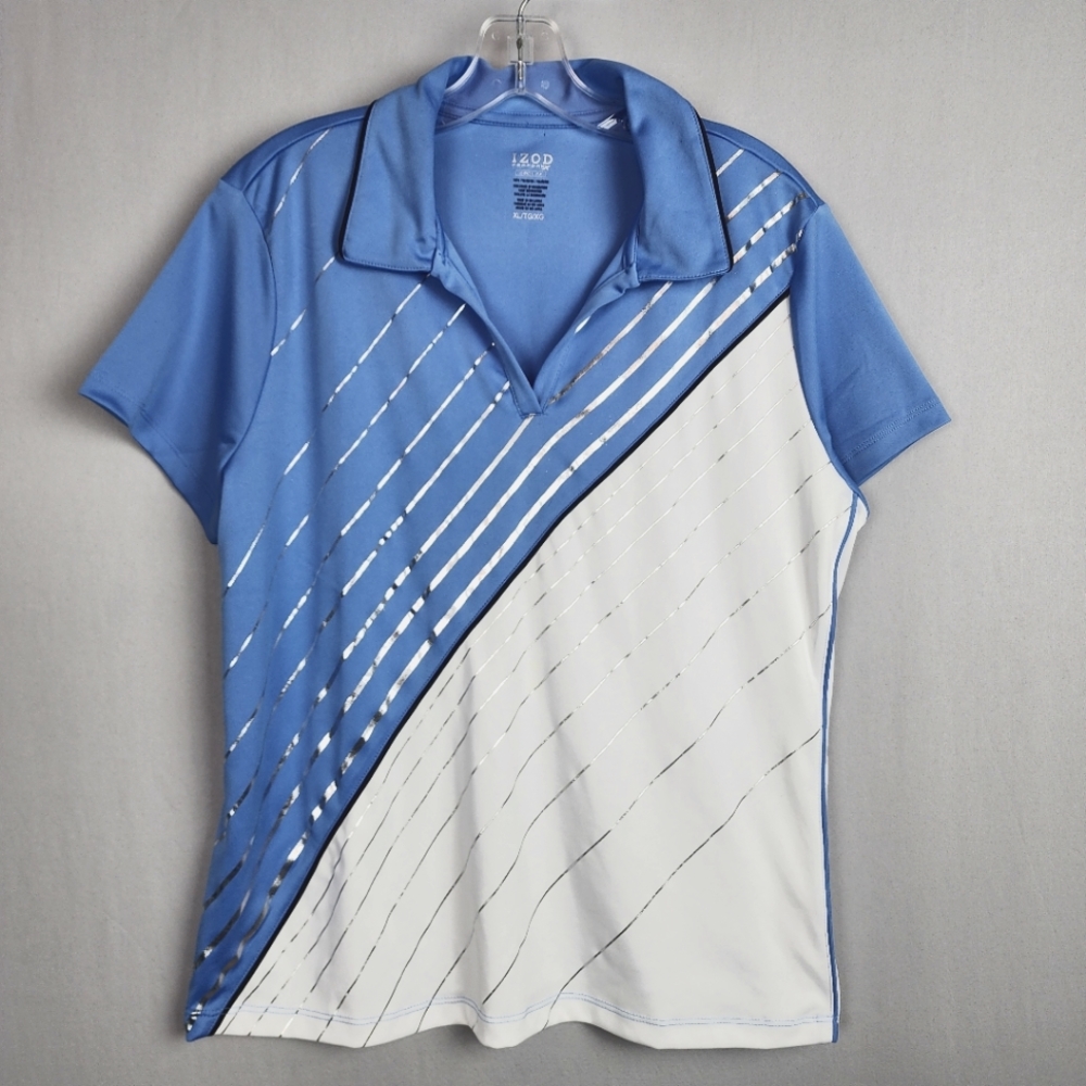NWOT IZOD Performance Cool FX Golf Shirt Blue White Size XL